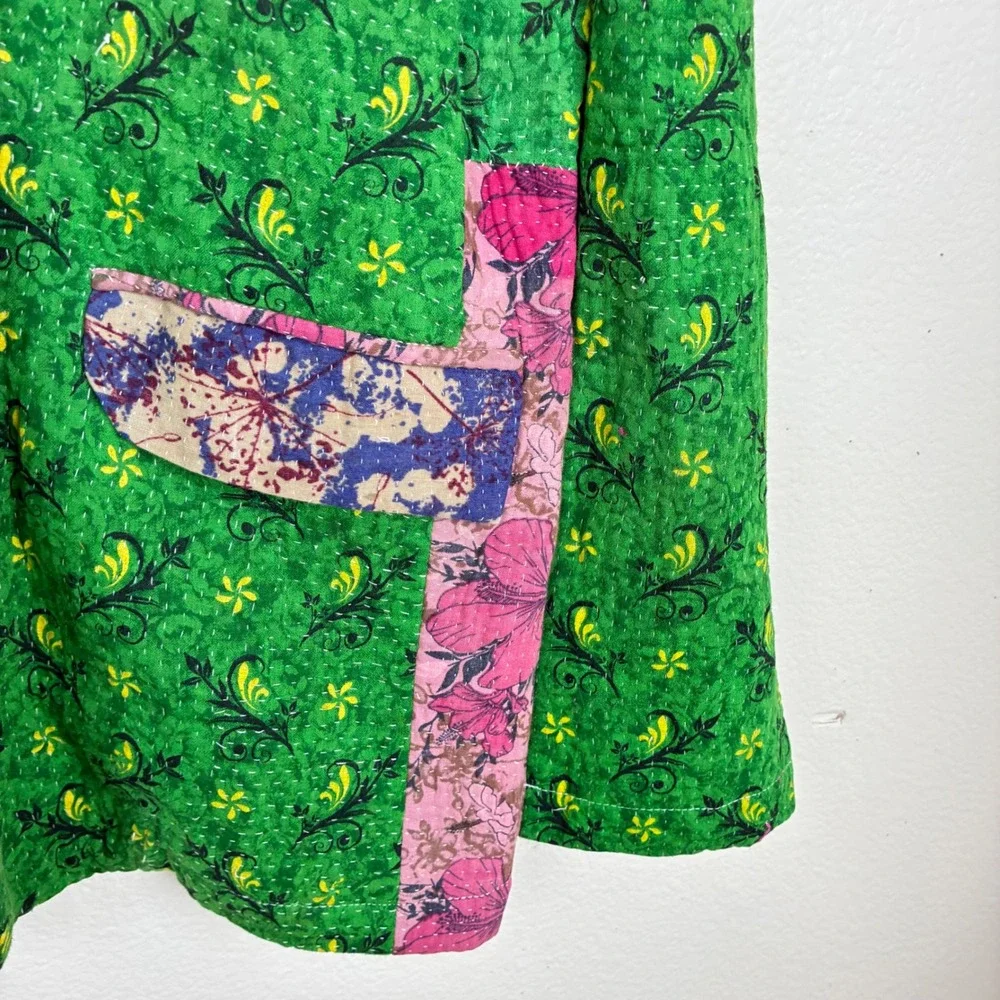 Handmade Jacket Sz XL Patchwork Quilted Maximalist Boho Artsy Art-To-Wear